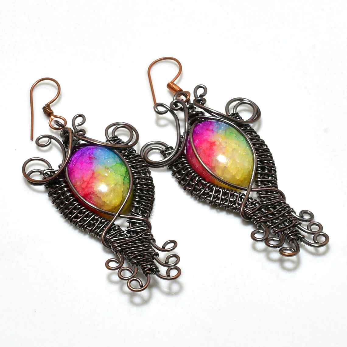 Aurora’s Radiance – Rainbow Fluorite Earrings