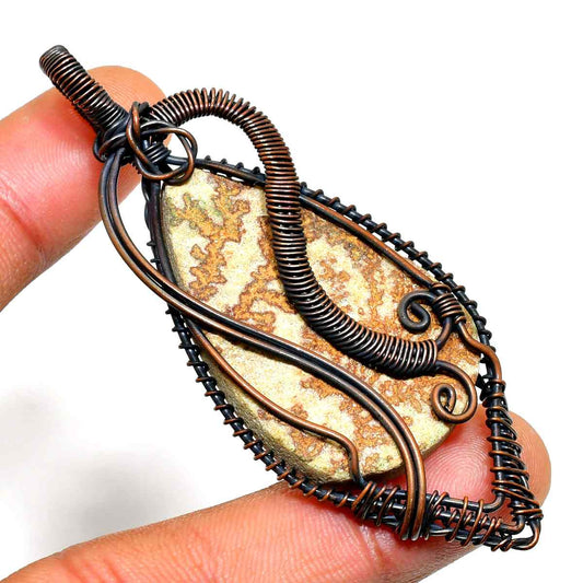 Gaia’s Harmony – Copper-Wrapped Stone Pendant