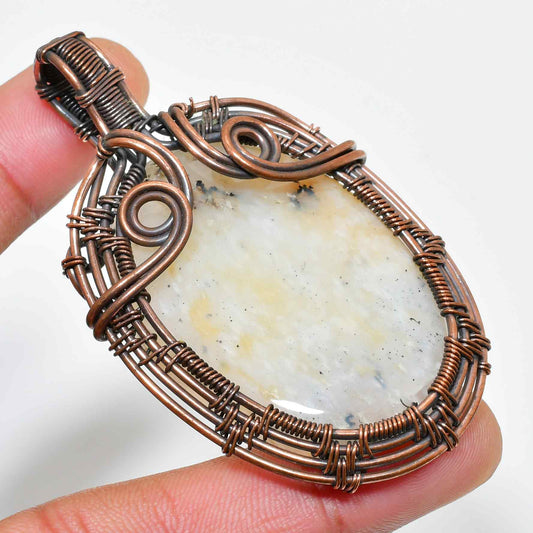 Gaia’s Embrace – Copper-Wrapped Natural Stone Pendant