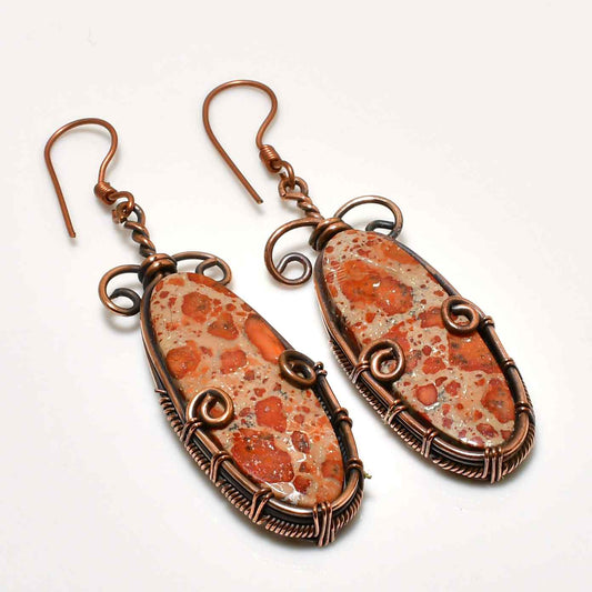Earthbound Elegance – Jasper & Copper Wire Earrings