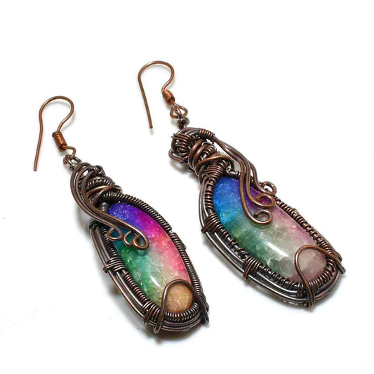 Spectrum Serenity – Rainbow Fluorite Copper Earrings