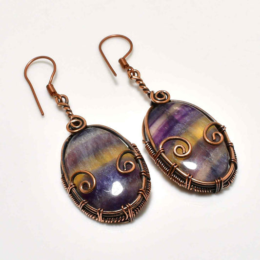 Clarity’s Embrace – Fluorite & Copper Drop Earrings