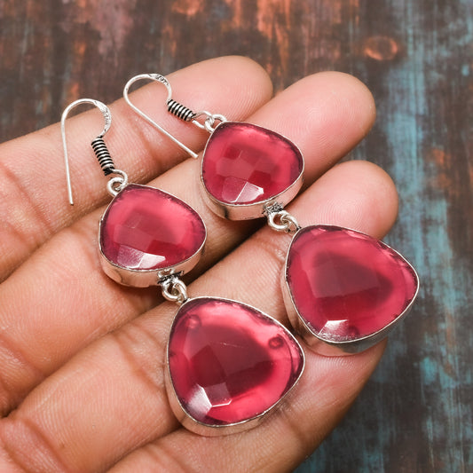 Ruby Reverie – Handcrafted Sterling Silver Earrings