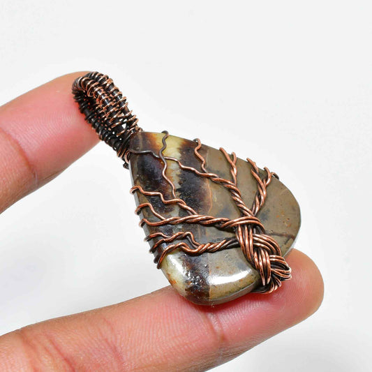 Gaia’s Embrace – Earthstone & Copper Pendant