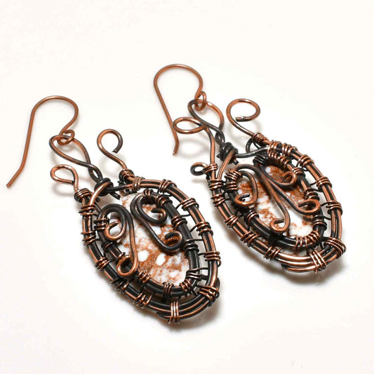 Gaia’s Whisper – Oxidized Copper & Natural Stone Earrings