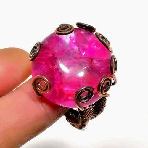 Amora’s Embrace – Copper-Wrapped Rose Quartz Ring