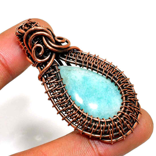 Serene Flow – Amazonite & Copper Pendant