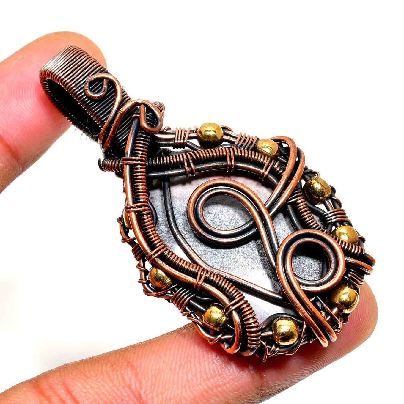 Ezra’s Veil – Handcrafted Amethyst & Oxidized Copper Pendant