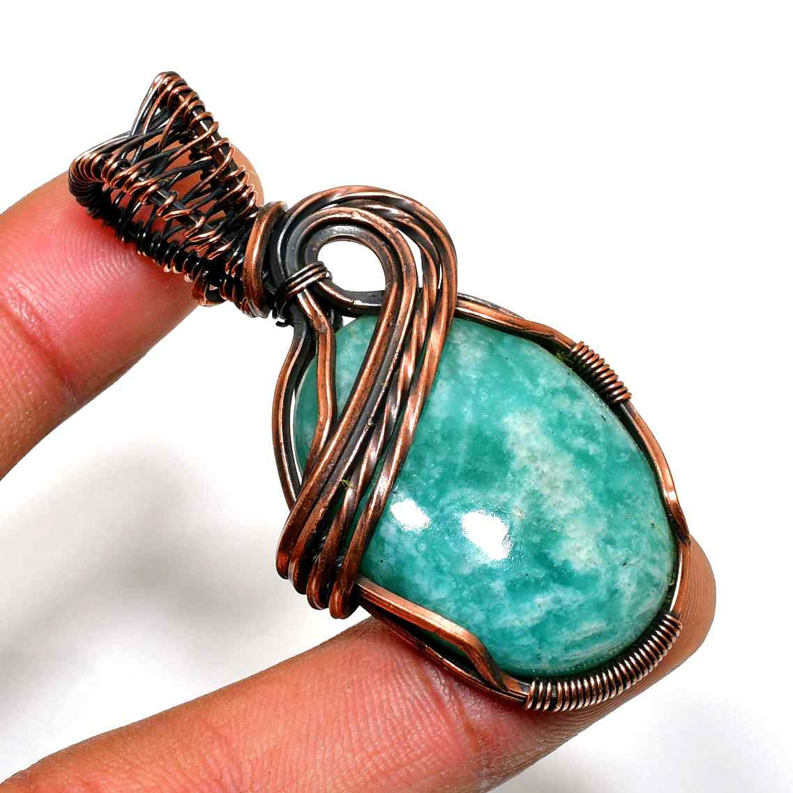 Gaia’s Harmony – Amazonite Copper Pendant