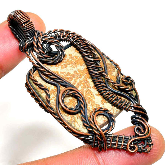 Terra’s Embrace – Copper-Wrapped Natural Stone Pendant