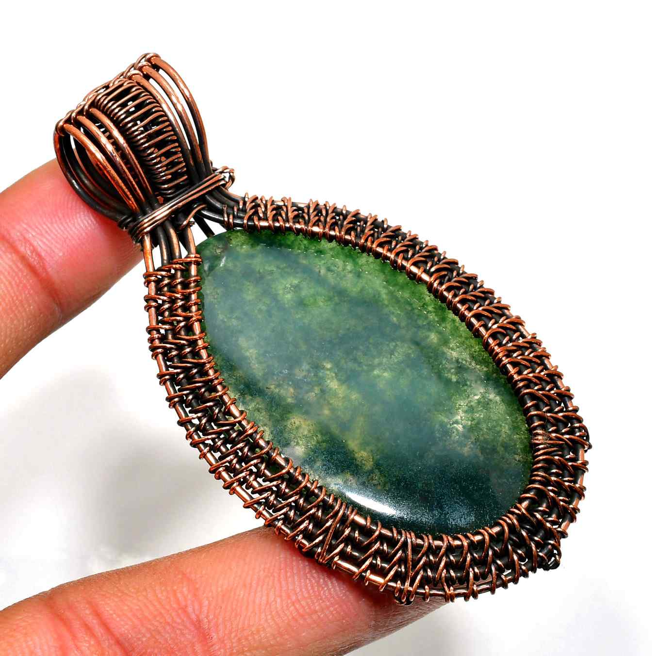 Gaia’s Harmony – Jade & Antique Copper Pendant