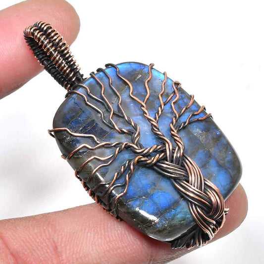 Gaia’s Arbor – Labradorite Copper Tree of Life Pendant