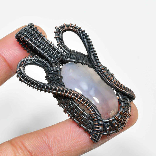 Ezra’s Veil – Oxidized Copper Moonstone Pendant