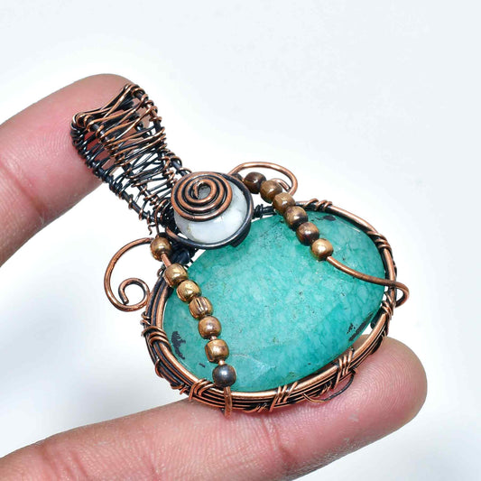 Tranquil Harmony – Amazonite & Copper Pendant