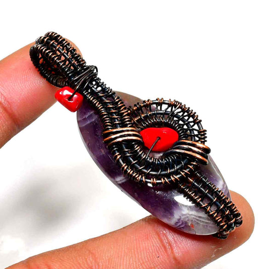 Mystic Harmony – Amethyst Copper Pendant
