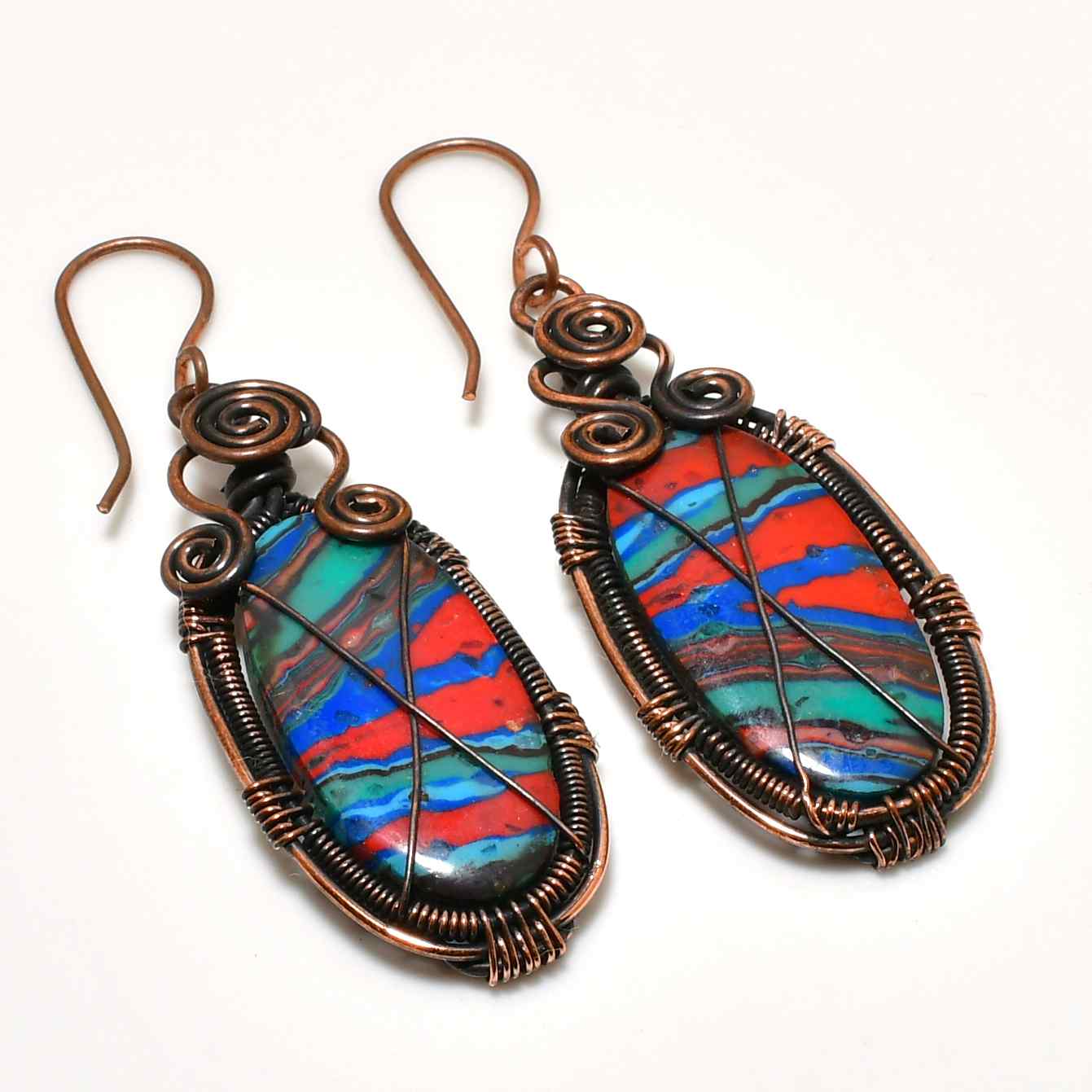 Gaia’s Radiance – Multi-Colored Copper Earrings