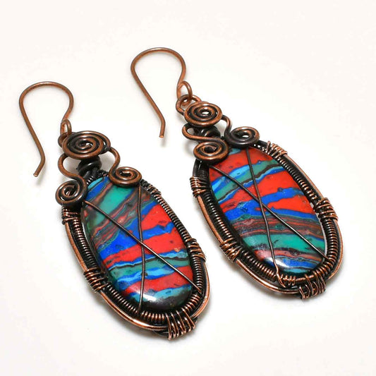 Gaia’s Radiance – Multi-Colored Copper Earrings