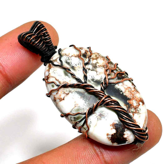 Gaia’s Embrace – Copper-Wrapped Gemstone Pendant