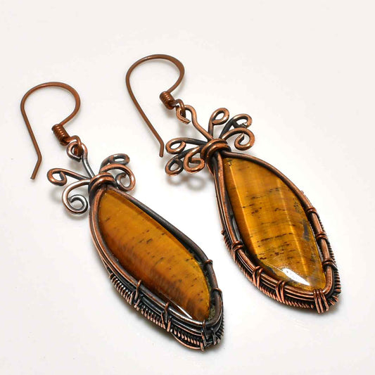 Golden Horizon – Tiger’s Eye Copper Earrings