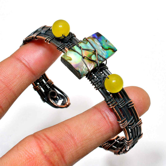 Aurora Tide – Abalone & Yellow Jade Wrap