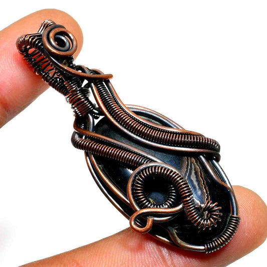 Ebon Ember – Black Stone Copper Pendant