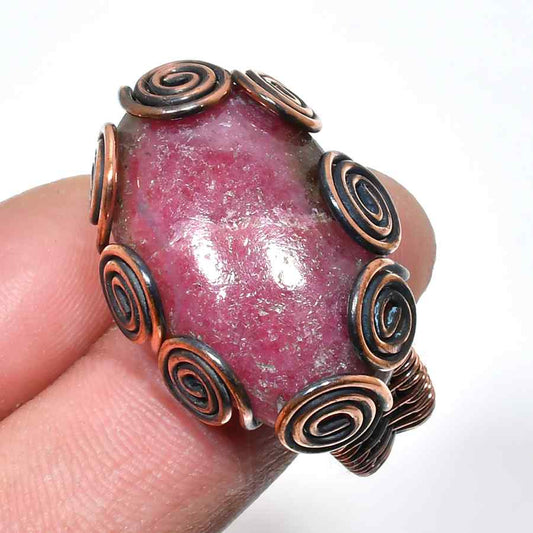 Harmony’s Touch – Rhodonite & Copper Ring