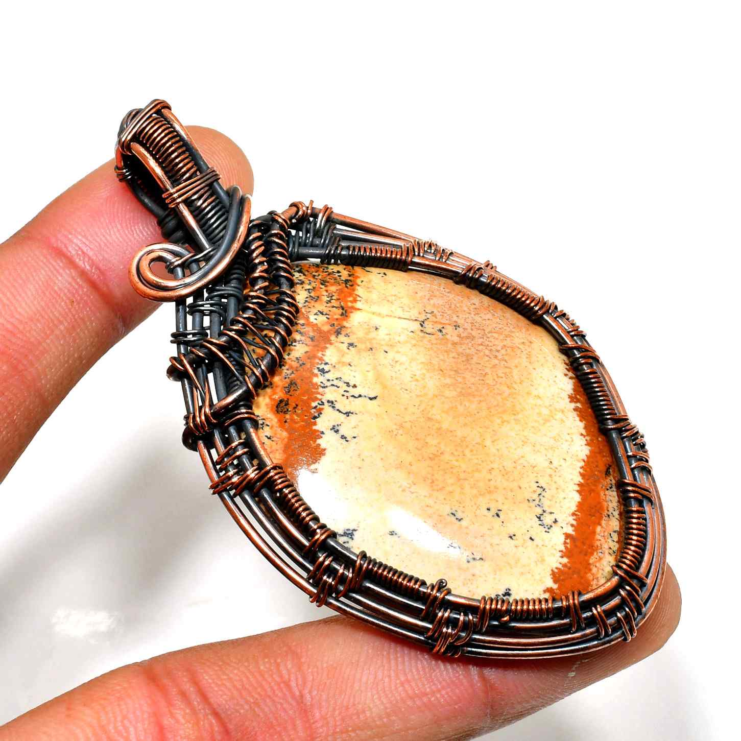 Gaia’s Embrace – Copper Gemstone Pendant