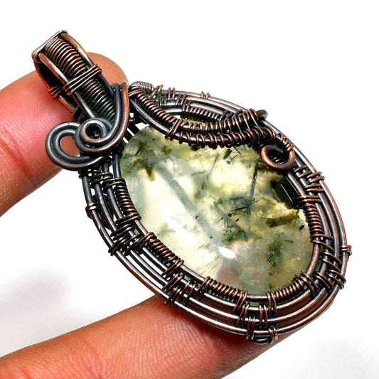 Gaia’s Harmony – Green Crystal Copper Pendant