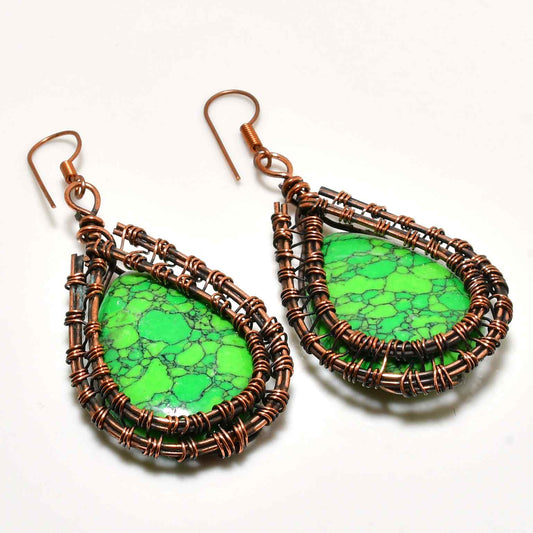 Verdant Dream – Green Turquoise Copper Earrings