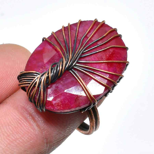 Scarlet Ember – Ruby & Oxidized Copper Ring