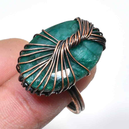 Gaia’s Embrace – Emerald Copper Ring