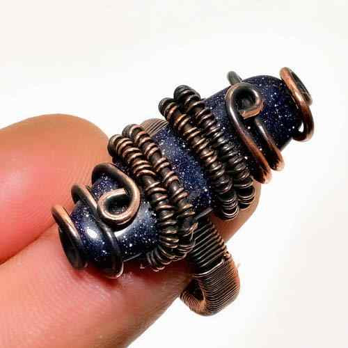 Celestial Harmony – Goldstone Copper Ring