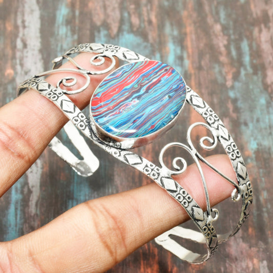 Waveform Radiance – Red & Blue Oval Stone Cuff