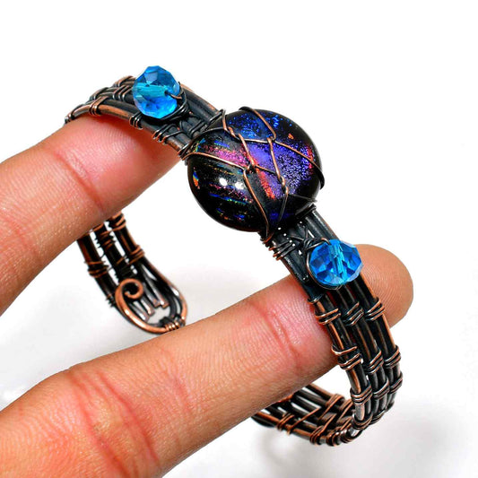Stellar Muse – Iridescent Glass & Copper Bracelet