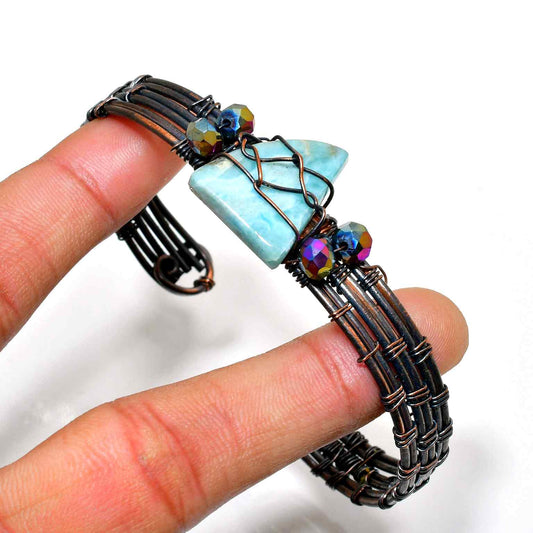 Sea Serenity – Aqua Stone & Antiqued Copper Bracelet