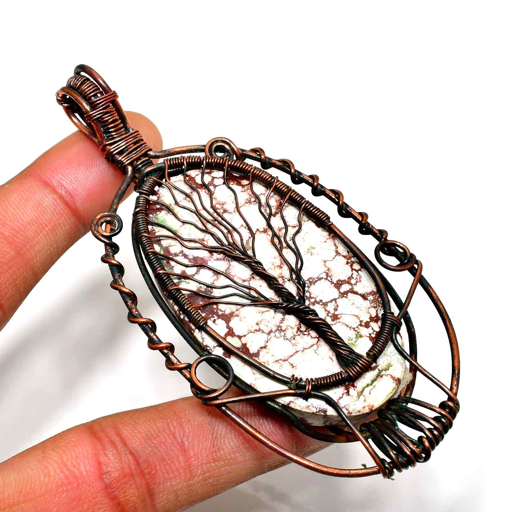 Gaia’s Embrace – Tree Agate Copper Pendant