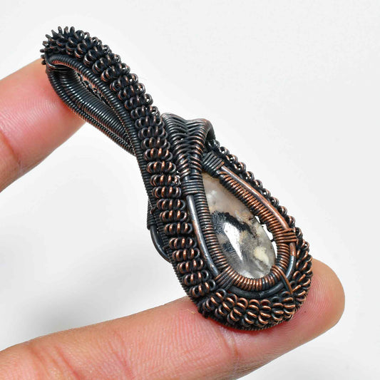 Selene’s Shield – Copper-Wrapped Healing Stone Pendant