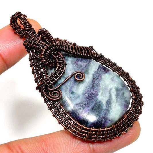 Fluorite Whisper – Copper Harmony Pendant