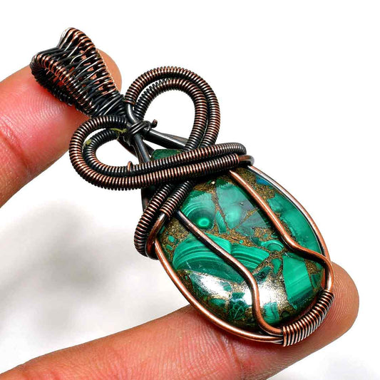 Gaia’s Embrace – Malachite Copper Pendant