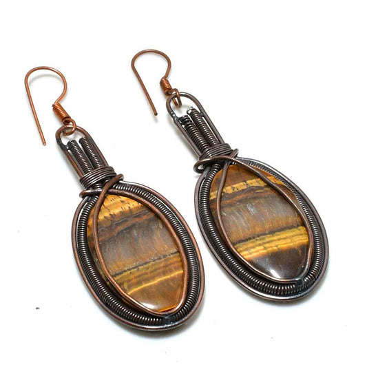 Guardian Gaze – Tiger’s Eye Copper Earrings