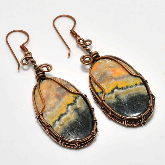 Nature’s Harmony – Agate & Copper Wire Earrings