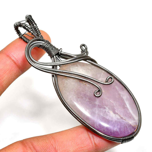 Ezra’s Veil – Oxidized Copper Amethyst Pendant