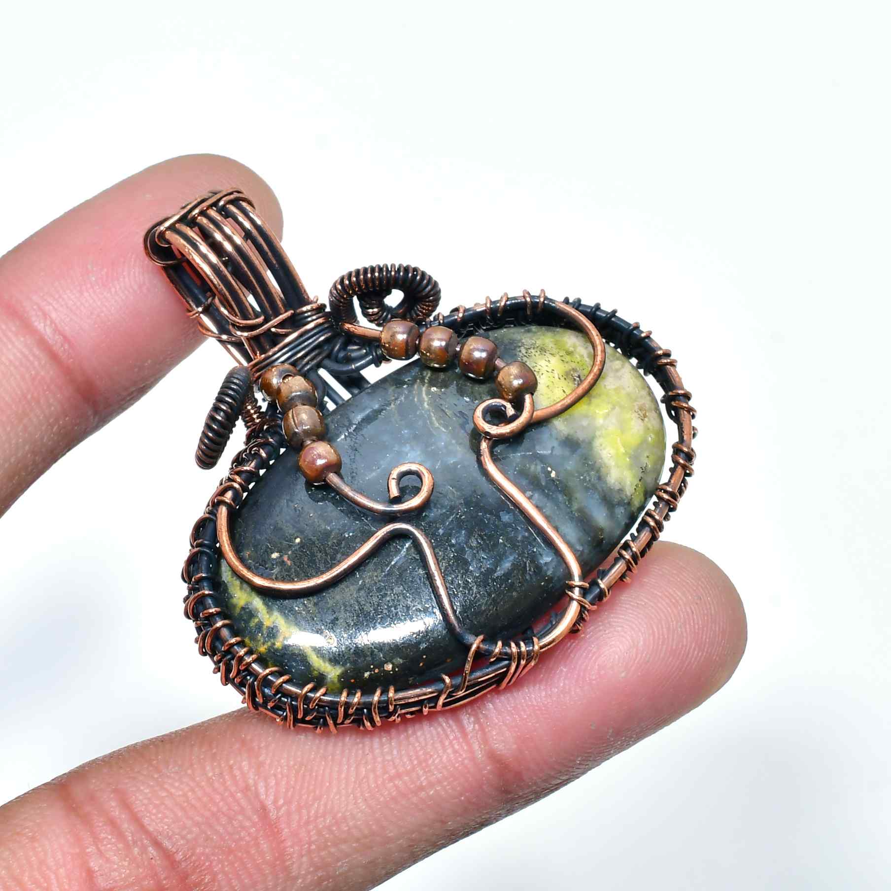 Gaia’s Aegis – Obsidian Copper Pendant