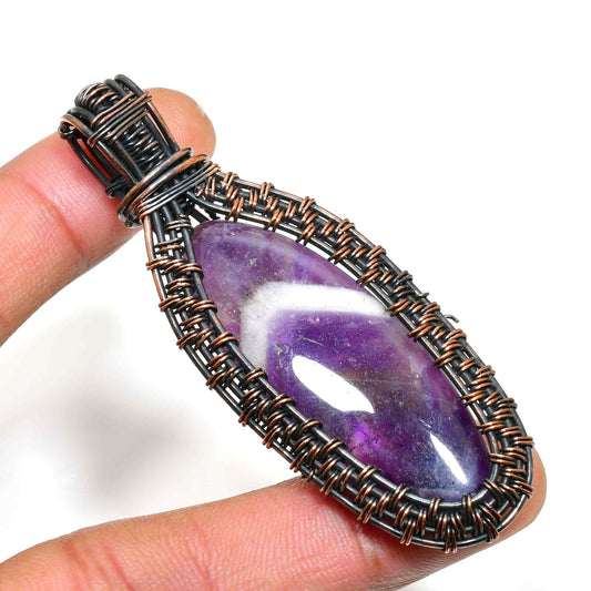 Ezra’s Veil – Mystic Amethyst Copper Pendant