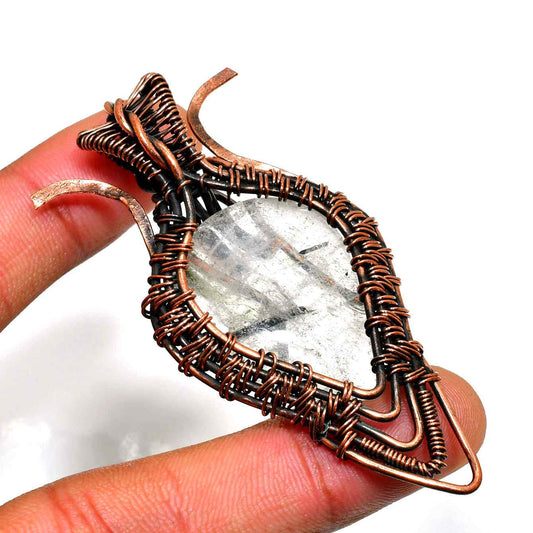 Ezra’s Veil – Oxidized Copper Quartz Pendant