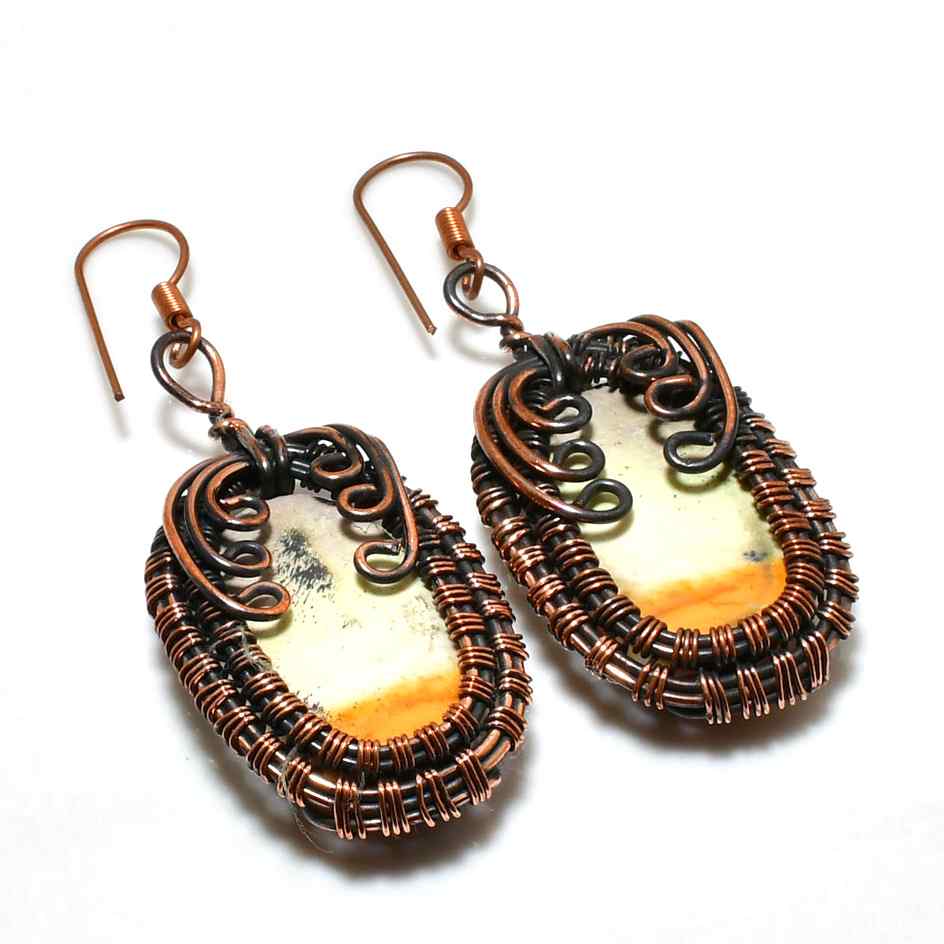 Gaia’s Embrace – Copper Wrapped Stone Earrings