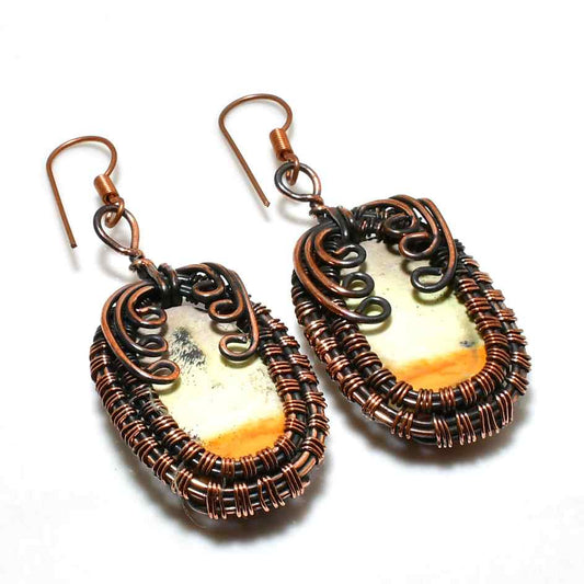 Gaia’s Embrace – Copper Wrapped Stone Earrings