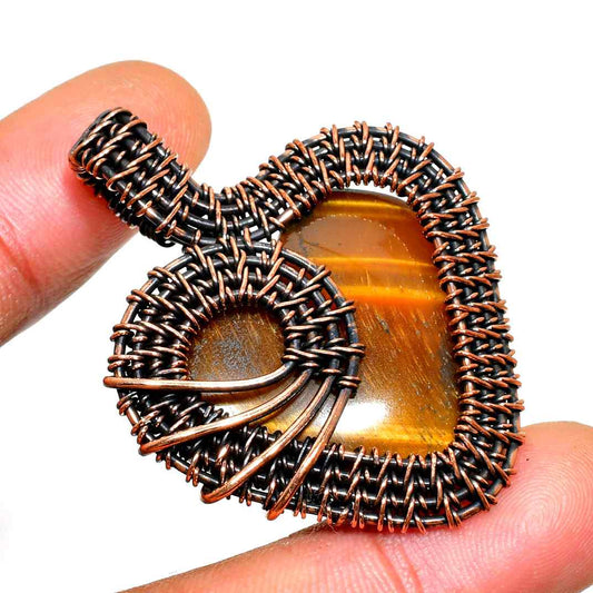 Golden Heart – Tiger’s Eye Copper Pendant