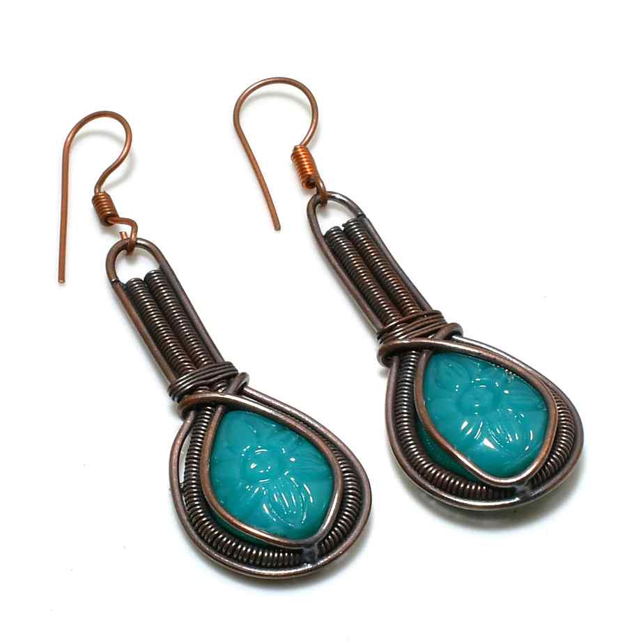 Tranquil Echo – Turquoise & Oxidized Copper Earrings