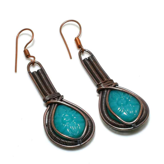 Tranquil Echo – Turquoise & Oxidized Copper Earrings